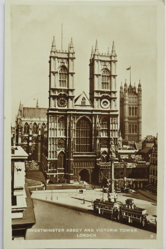 Old Postcard of Westminster Abbey and Victoria Tower London 1929 - Ref : 1033