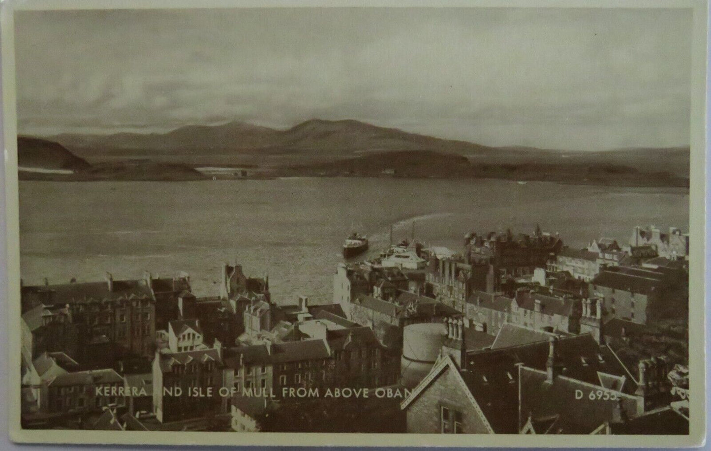 Old Antique Postcard Of Kerrera and Isle of Mull From Above Oban - Ref : 1040