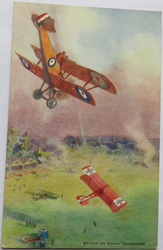 Old Postcard of Attack on Enemy Aerodrome
