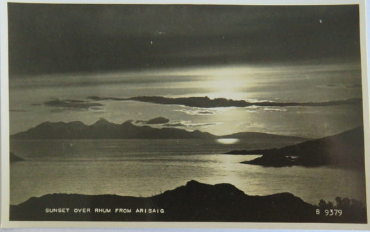 Old Postcard of Sunset Over Rhum From Arisaig - Ref : 1028