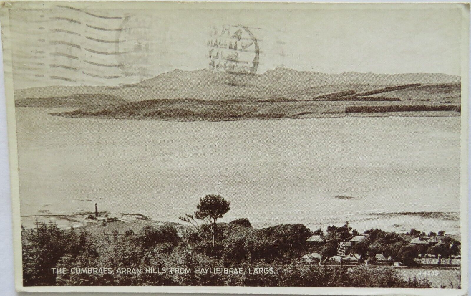 Old Postcard of The Cumbraes , Arran Hills, From Haylie Brae, Largs - Ref : 1002