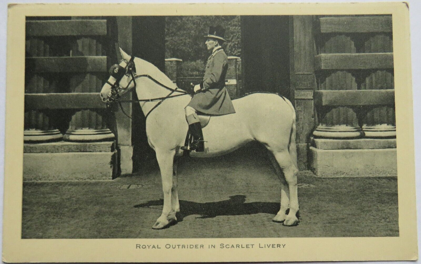 Old Postcard of Royal Outrider in Scarlet Livery
