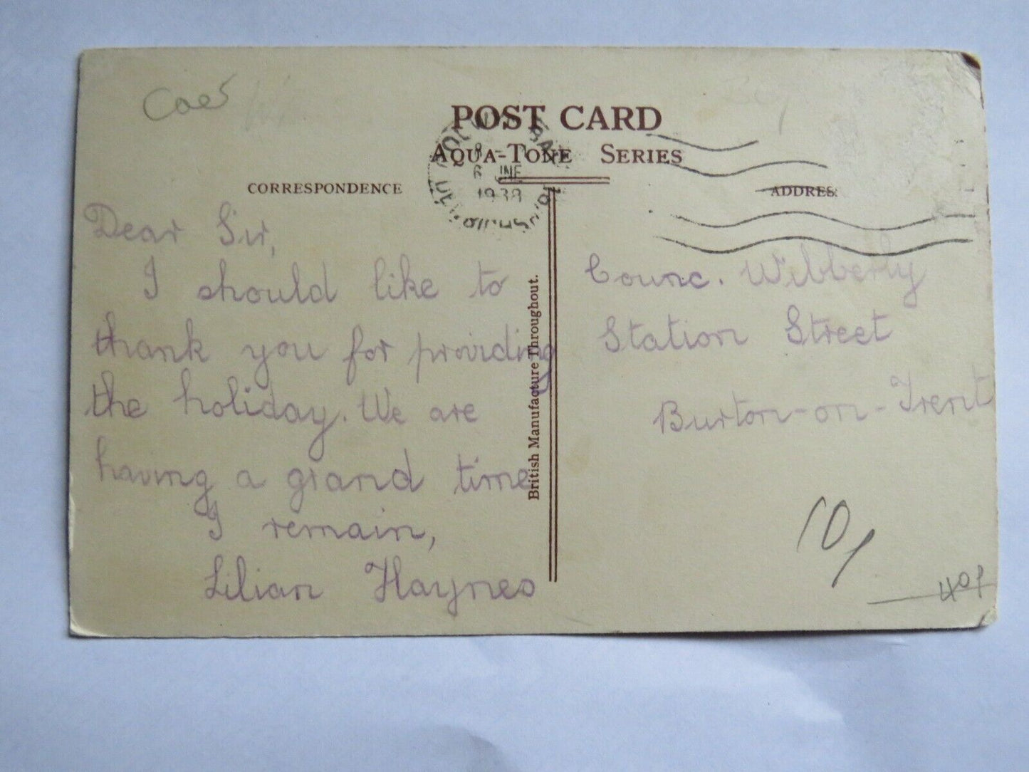 Old Postcard of The Conway From Marine Walk 1938  -  Ref : 1012
