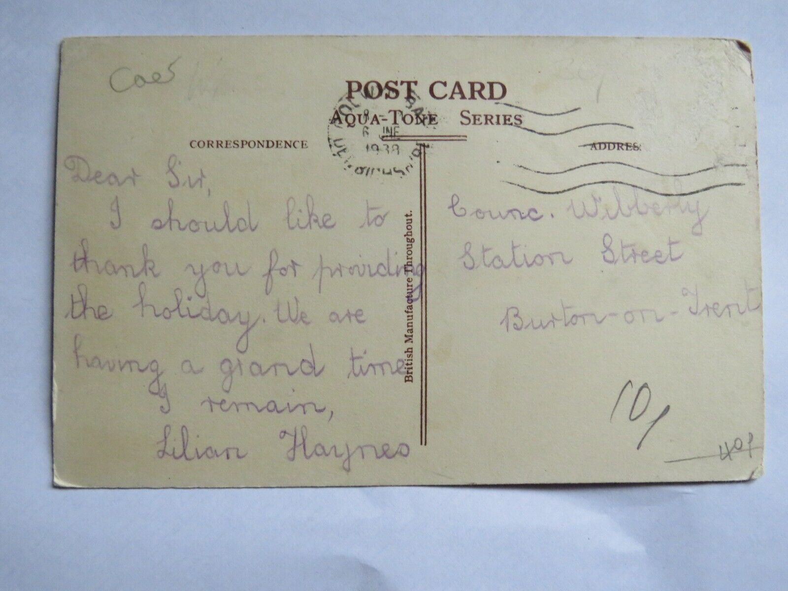 Old Postcard of The Conway From Marine Walk 1938  -  Ref : 1012