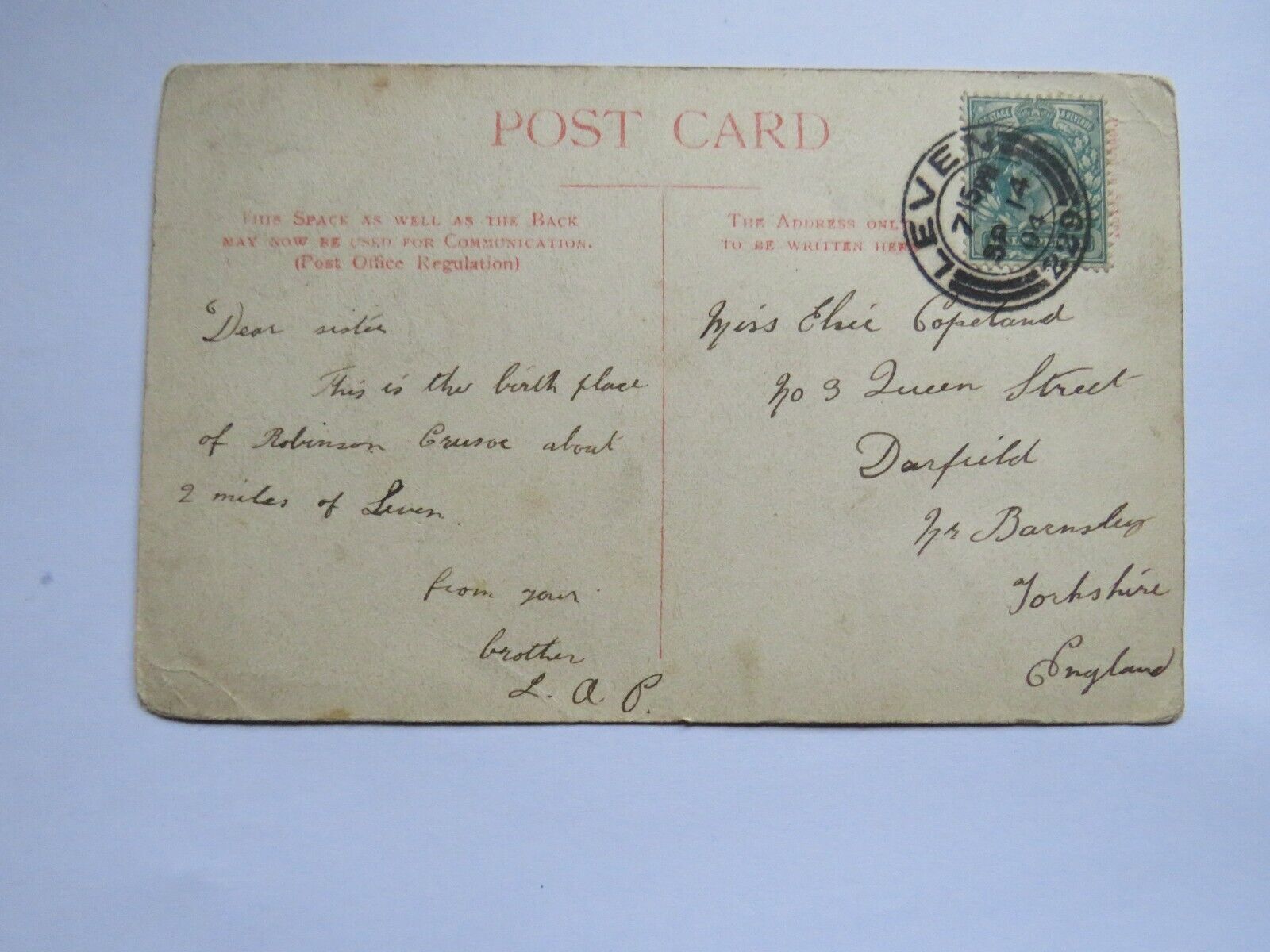 Old Postcard of Crusoe Statue, Largo - Ref : 1036