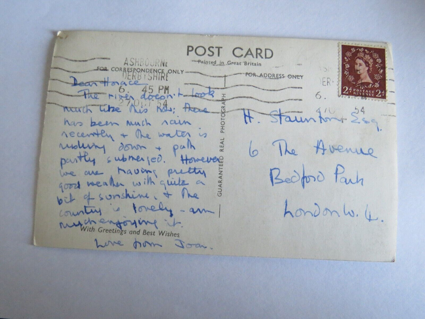 Old Postcard of The Waterfall Dove Dale 1954 - Ref : 1025