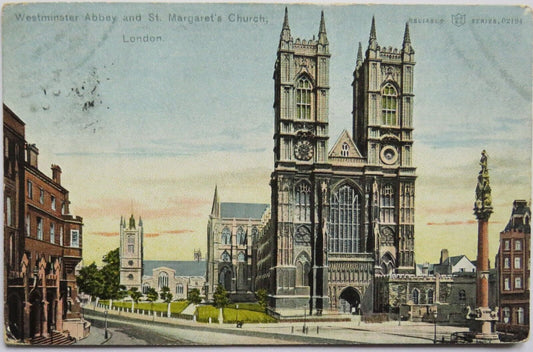 Old Postcard of Westminster Abbey and St Margaret's Church London - Ref : 1033