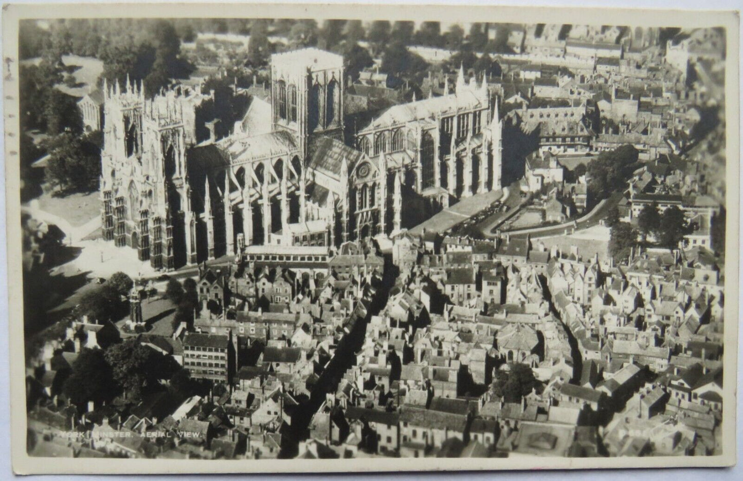 Old Postcard of York Minster Ariel View 1956