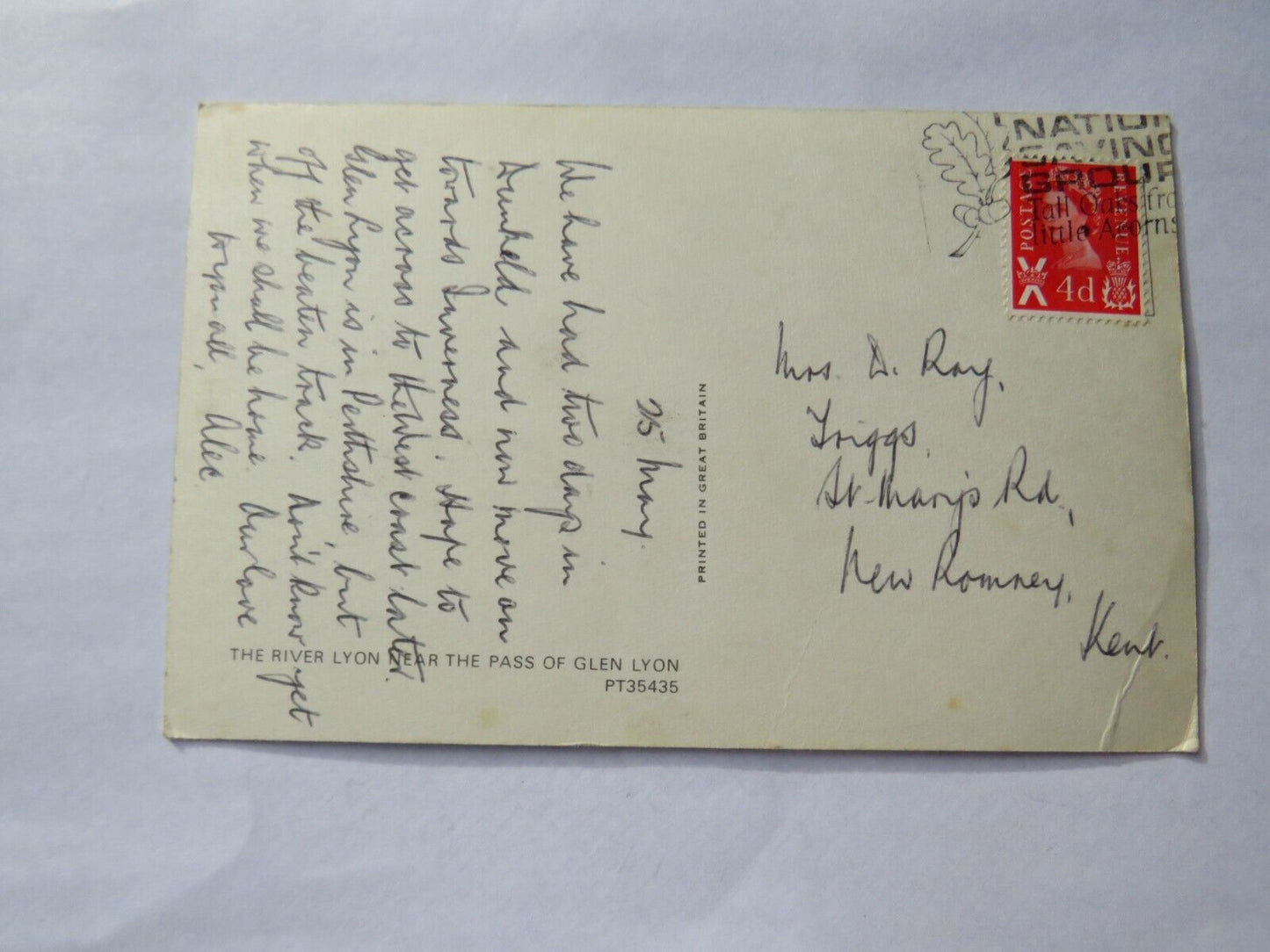 Old Postcard of The River Lyon Near The Pass of Glen Lyon