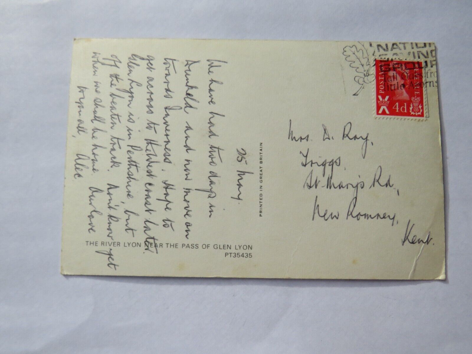 Old Postcard of The River Lyon Near The Pass of Glen Lyon