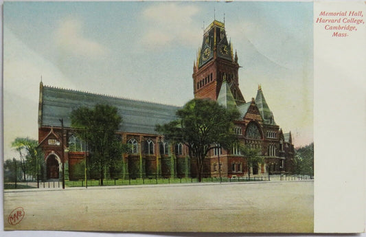 Old Postcard of Memorial Hall Harvard Collge Cambridge Mass -  Ref : 1013