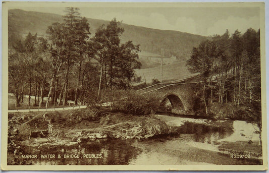 Old Postcard of Manor Water & Bridge, Peebles