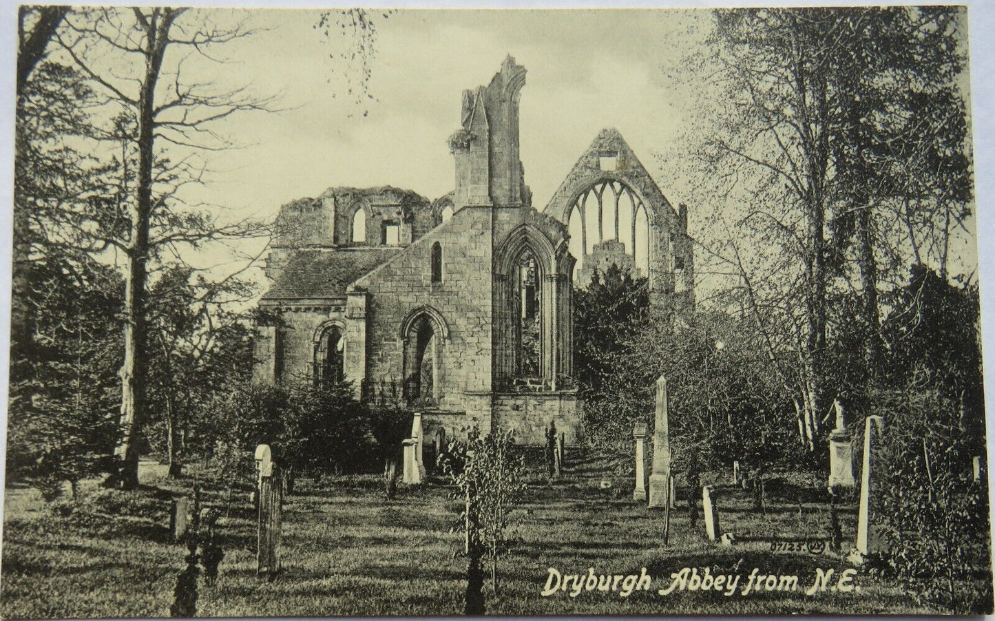 Old Postcard of Dryburgh Abbey from N.E