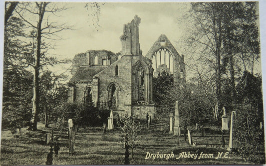 Old Postcard of Dryburgh Abbey from N.E