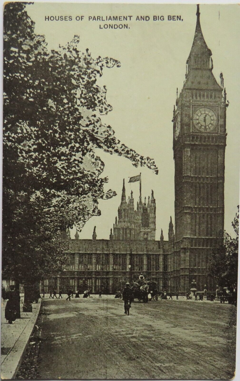Old Postcard of Houses of Parliament and Big Ben London - Ref : 1034