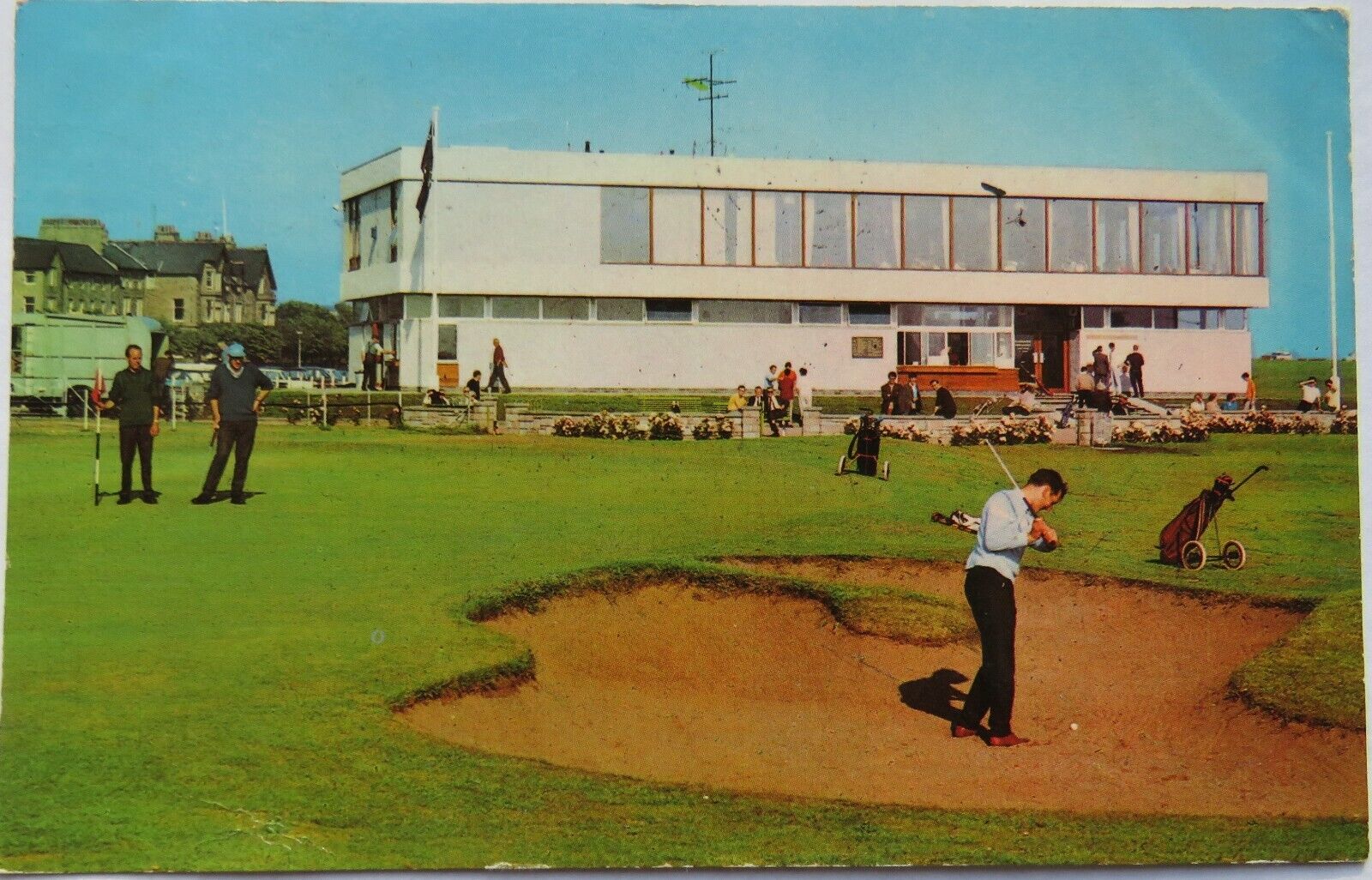 Old Postcard of The Club House and 18th Green, Championship Course, Carnoustie