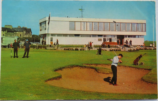 Old Postcard of The Club House and 18th Green, Championship Course, Carnoustie