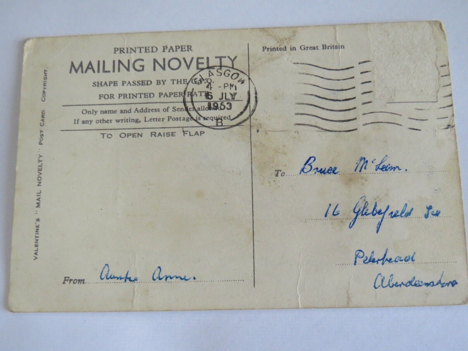 Old Postcard Just Arrived At Glasgow 1953 - Ref : 1022