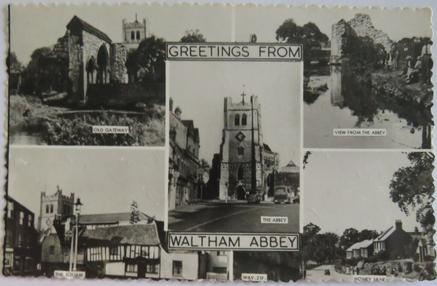 Old Antique Postcard of Greetings From Waltham Abbey - Ref : 1038