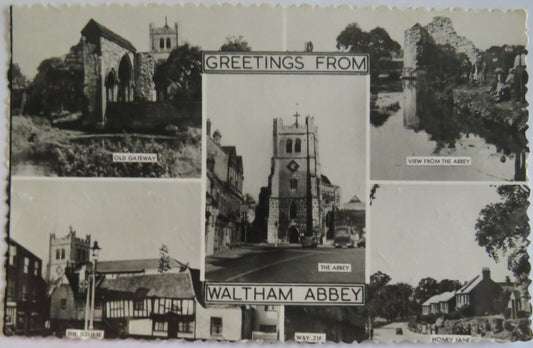 Old Antique Postcard of Greetings From Waltham Abbey - Ref : 1038