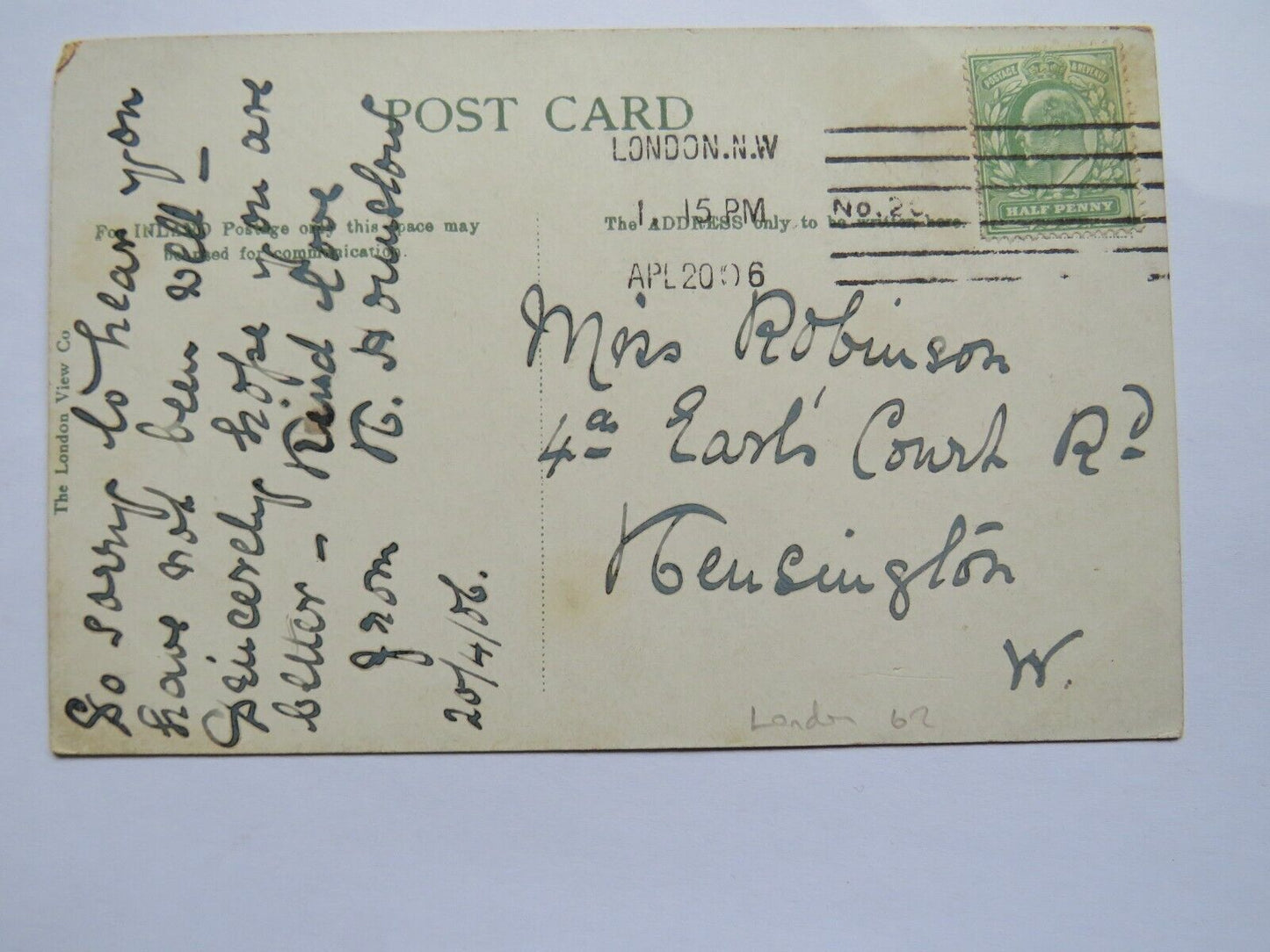 Old Postcard of The Houses of Parliament London 1906 - Ref : 1034