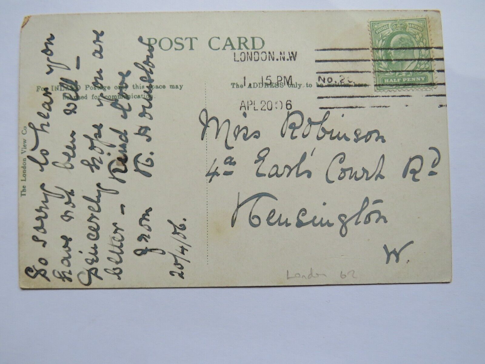 Old Postcard of The Houses of Parliament London 1906 - Ref : 1034