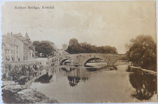 Old Postcard of Nether Bridge, Kendal 1924