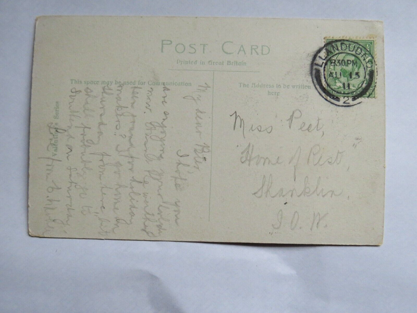 Old Postcard of Marine Drive and Pigeon Caves, Llandudno 1911  -  Ref : 1012