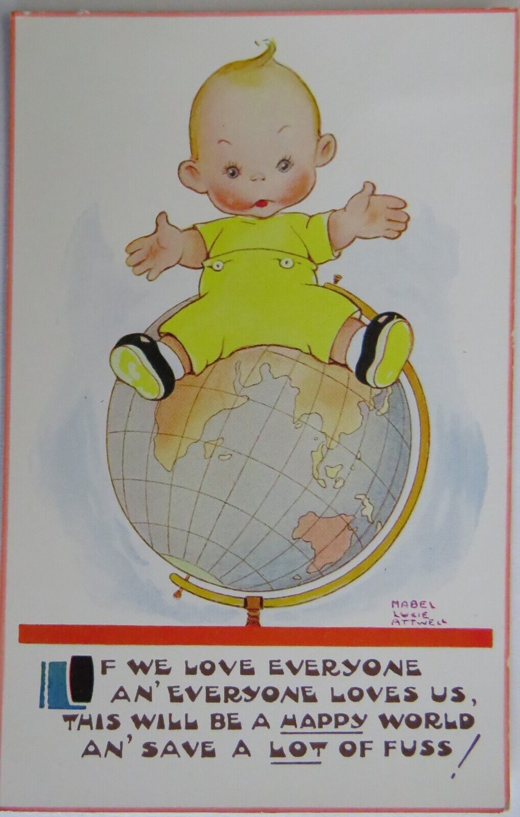 Old Comical Postcard By Mabel Lucie Attwell "If We Love Everyone "- Ref : 1031