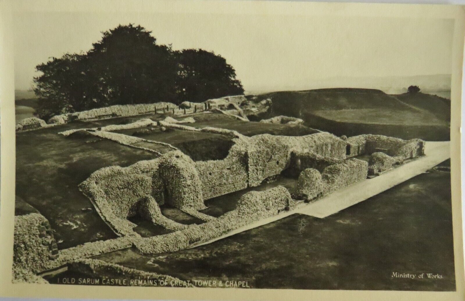 Old Postcard of Old Sarum Castle Remains of Great Tower & Chapel - Ref : 1042