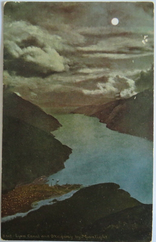 Old Postcard of Lynn Canal and Skagway By Moonlight  - Ref : 1025