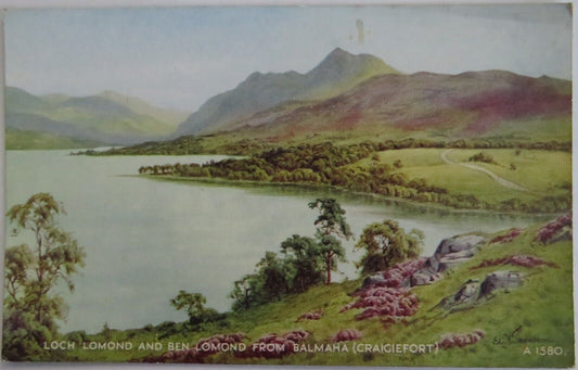 Old Postcard of Loch Lomond and Ben Lomond From Balmaha  - Ref : 1017