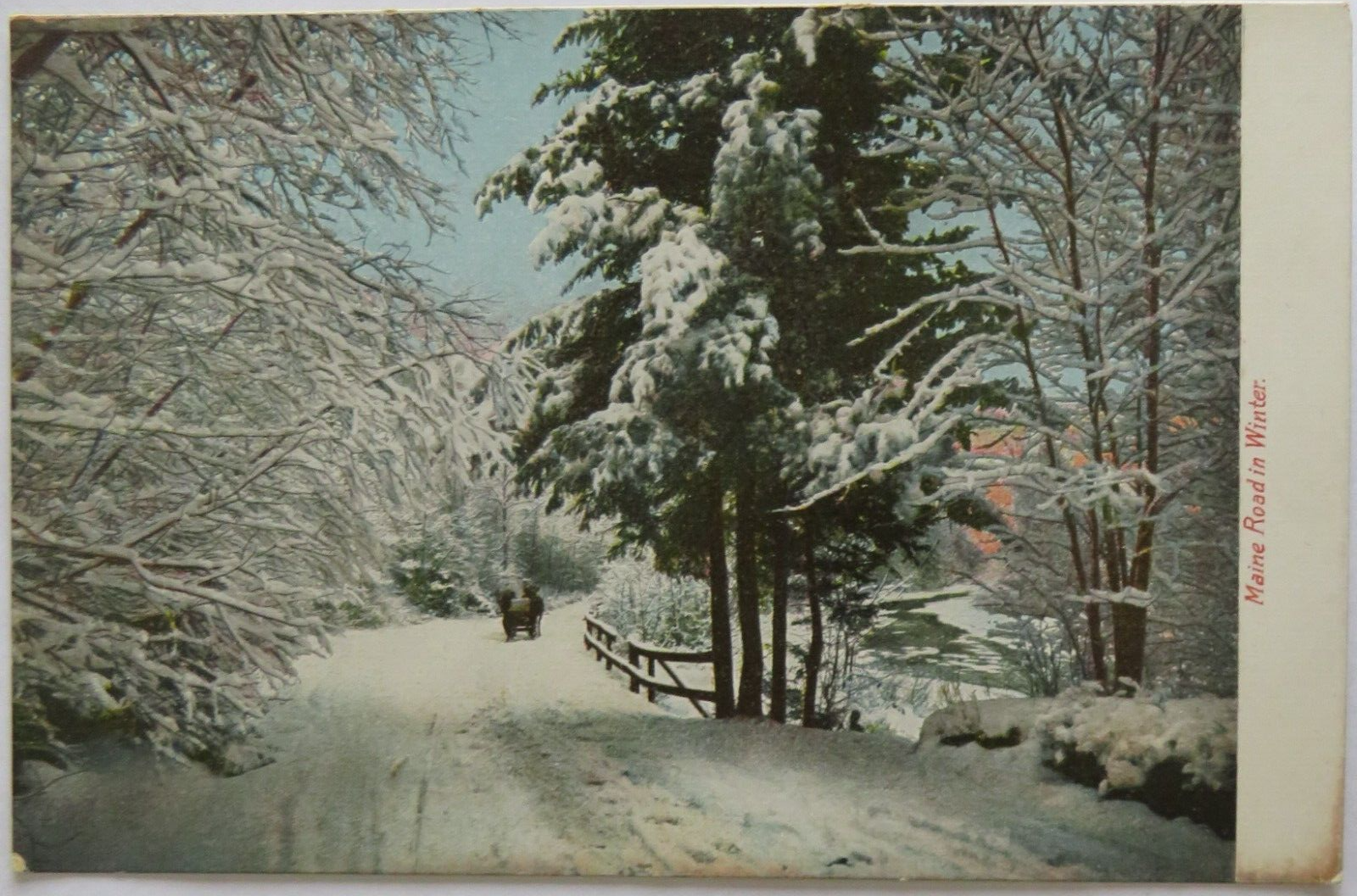 Old Postcard of Maine Road In Winter - Ref  : 1018