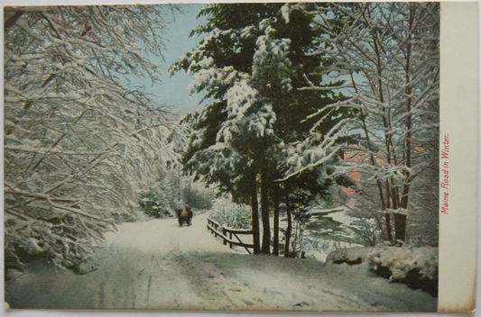 Old Postcard of Maine Road In Winter - Ref  : 1018