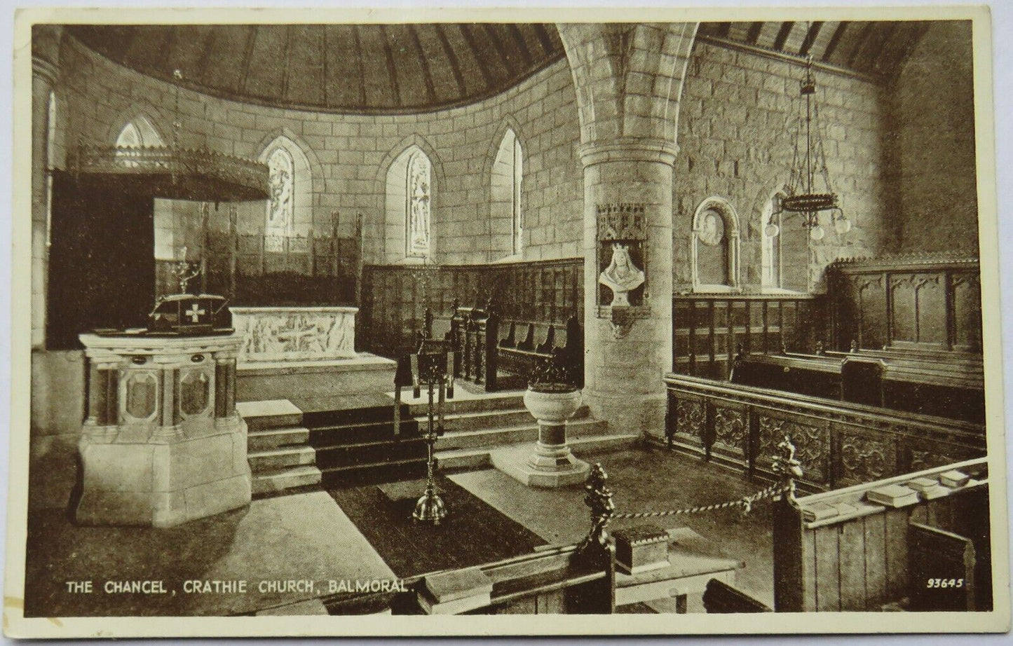 Old Postcard of The Chancel, Crathie Church, Balmoral