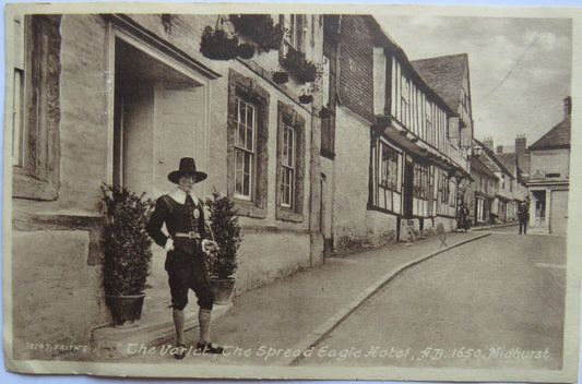 Old Postcard of "The Varlet" The Spread Eagle Hotel A.D.1650 Midhurst - 1946 -