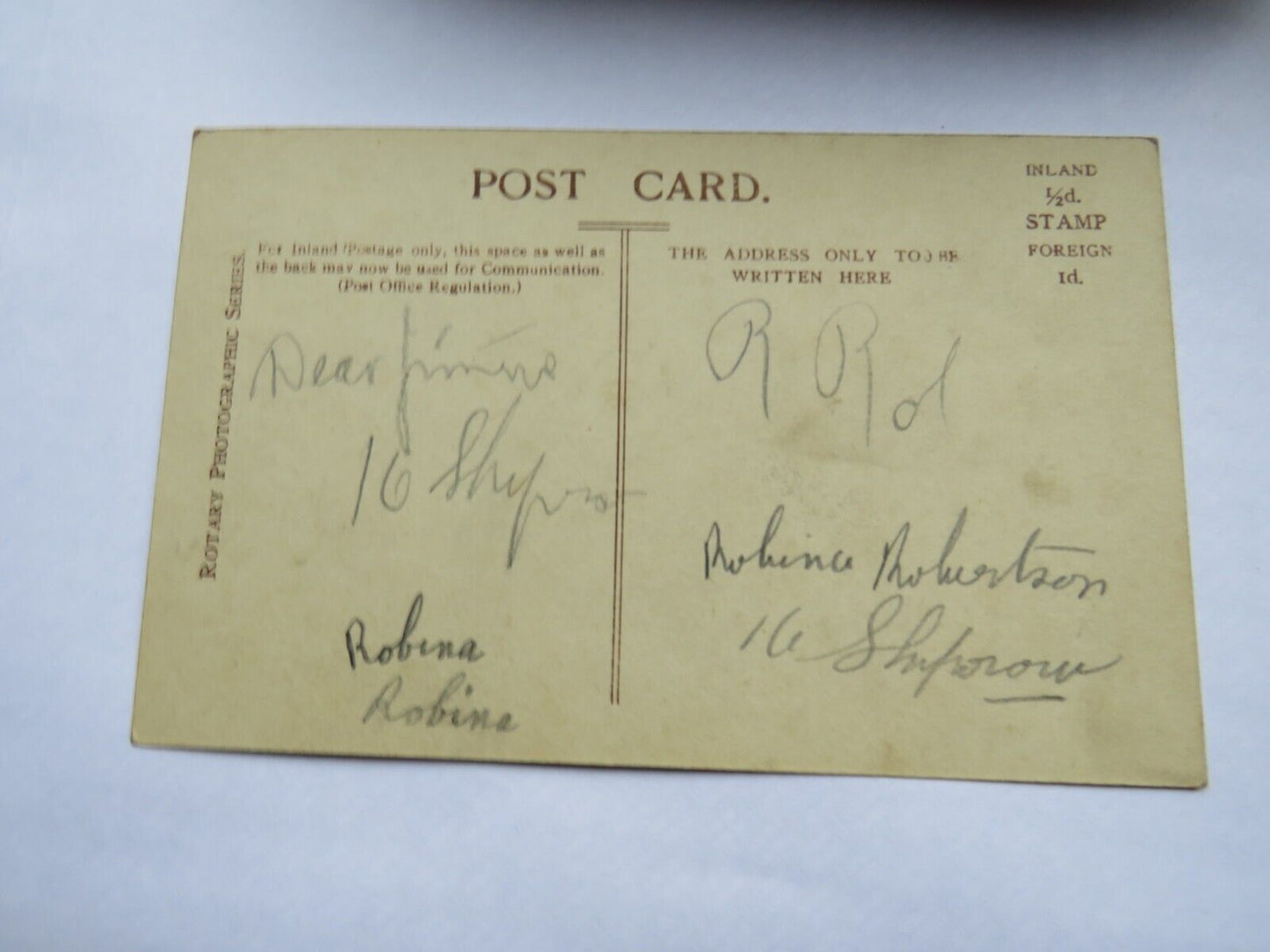 Old  Postcard "Gladys" Rotary Photographic Series