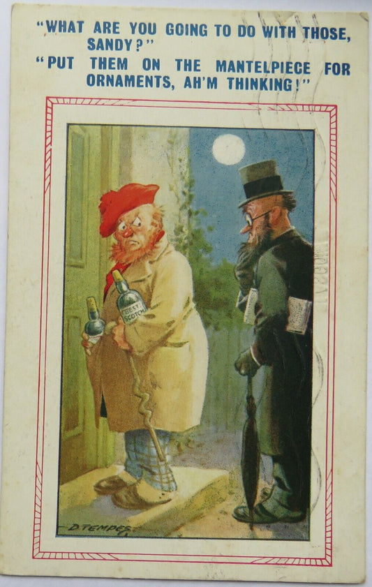 Old Comical Scottish Postcard 1928 "What Are you Going To Do With Those Sandy?