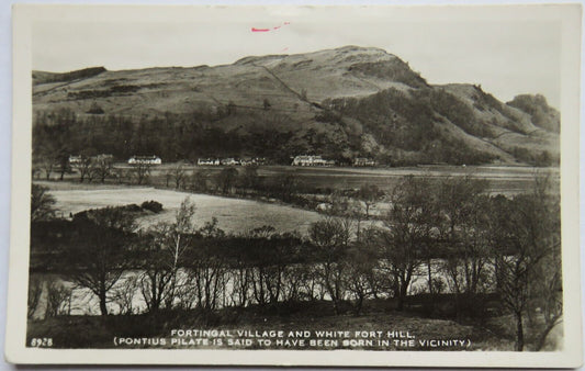 Old Postcard of Fortingal Village & White Fort Hill