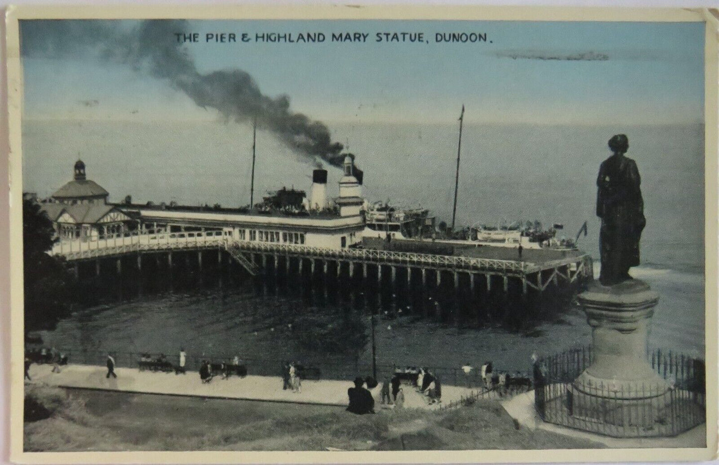 Old Antique Postcard of The Pier & Highland Mary Statue, Dunoon 1956- Ref : 1037