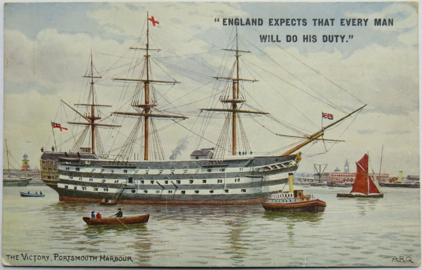 Old Postcard of "England Expects That Every Man Will Do His Duty", The Victory