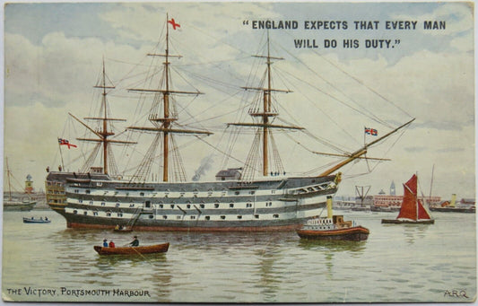 Old Postcard of "England Expects That Every Man Will Do His Duty", The Victory