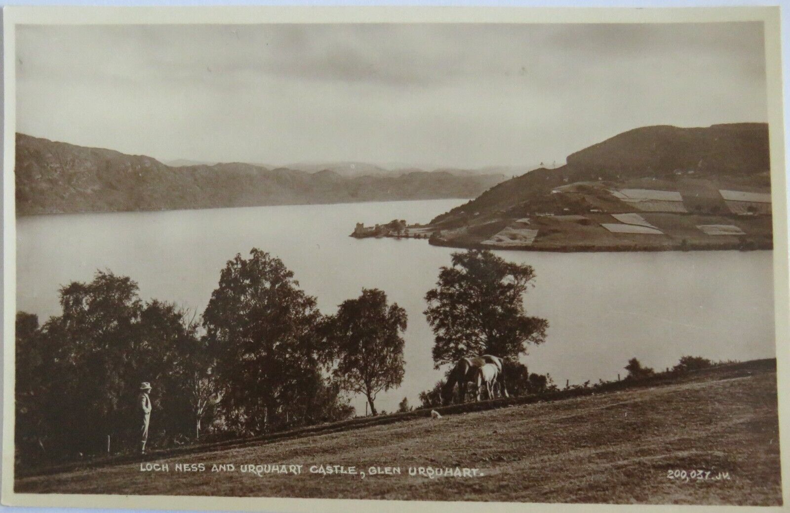 Old Postcard of Loch Ness and Urquhart Castle, Glen Urquhart -  Ref : 1023