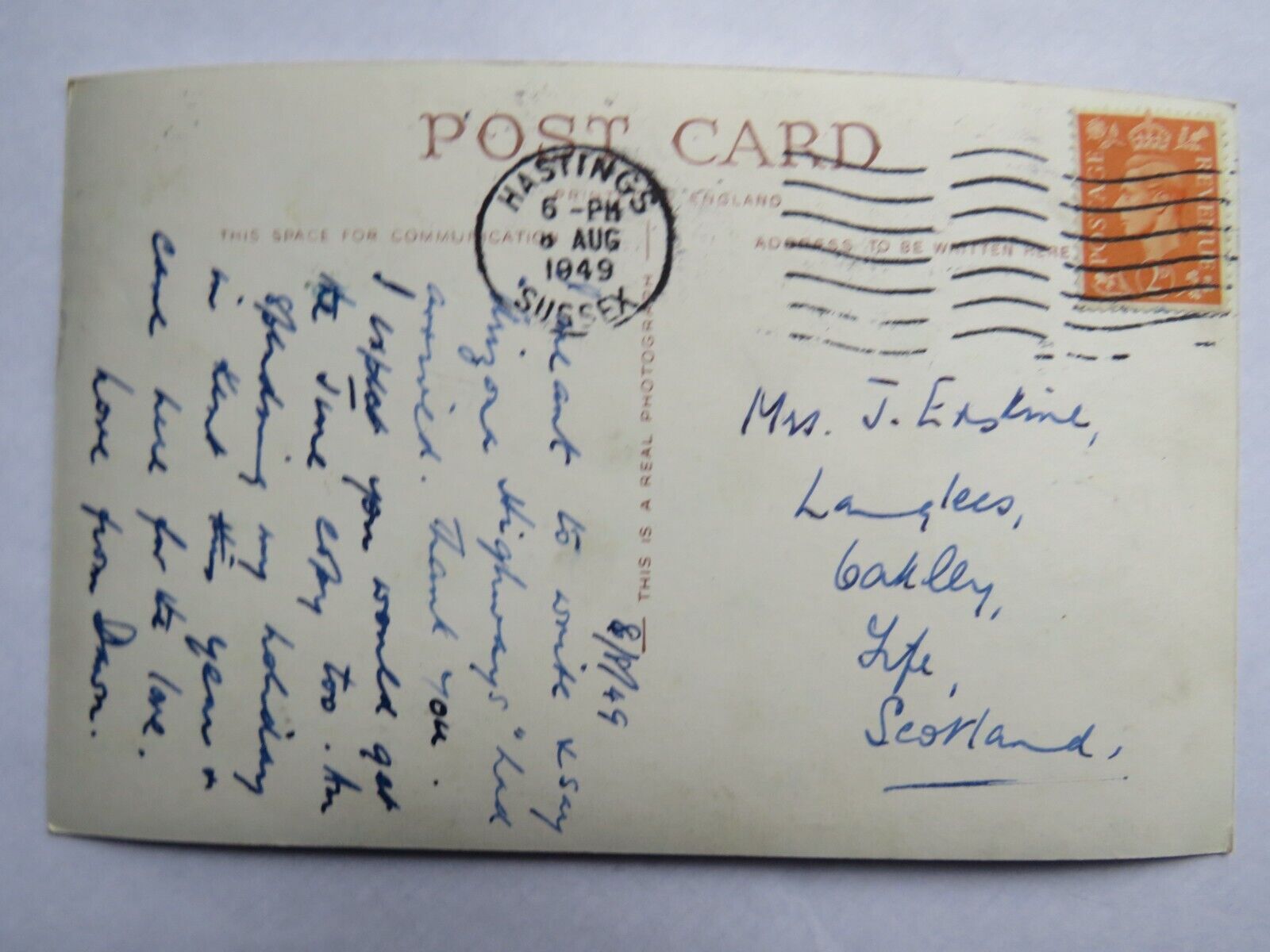 Old Postcard of Fairlight Glen From West, Hastings 1949