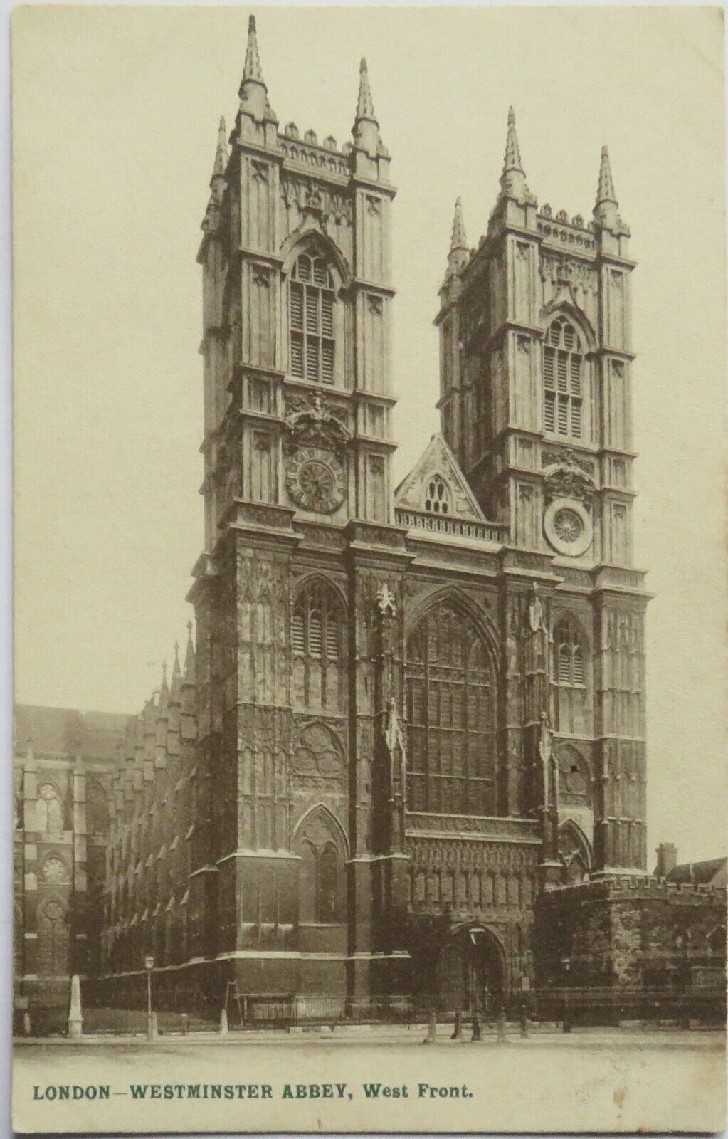 Old Postcard of London Westminster Abbey, West Front - Ref : 1032
