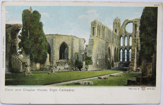 Old Postcard of the Choir and Chapter House, Elgin Cathedral