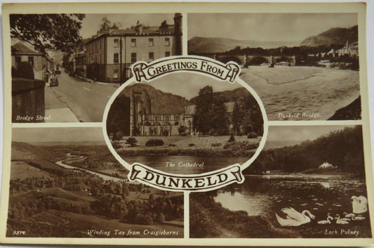 Old Multiview Postcard Greetings From Dunkeld