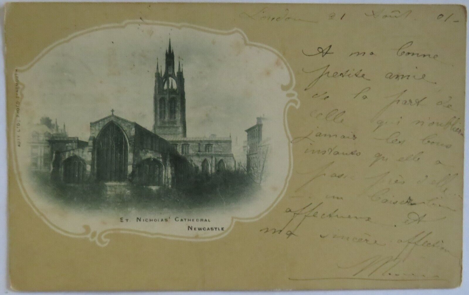 Old Antique Postcard of St Nicholas' Cathedral Newcastle 1901 - Ref : 1038