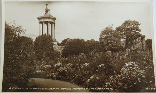 Old Postcard of Flower Garden Burns Monument, Alloway, Ayr  - Ref : 1029