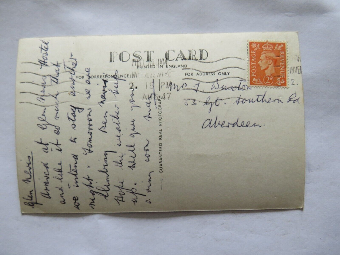 Old Postcard Of  Ben Nevis From Corpach  - Ref : 1007